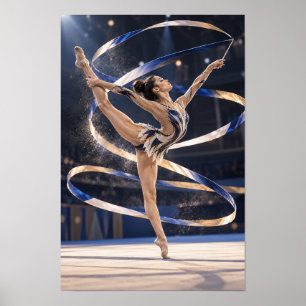 Poster Œuvre d'art de ruban de gymnastique rythmique fémi