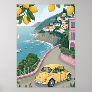 Poster Œuvre d'art de voyage d'été italien de la côte d'A