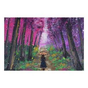 Poster Œuvre d'art faite à la main - promenade solitaire 