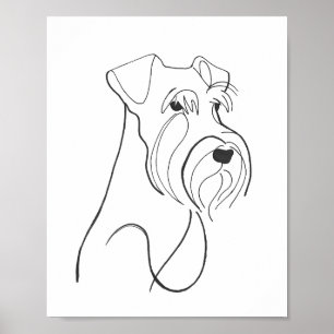 Poster Œuvre d'art minimaliste de Schnauzer peint à la ma