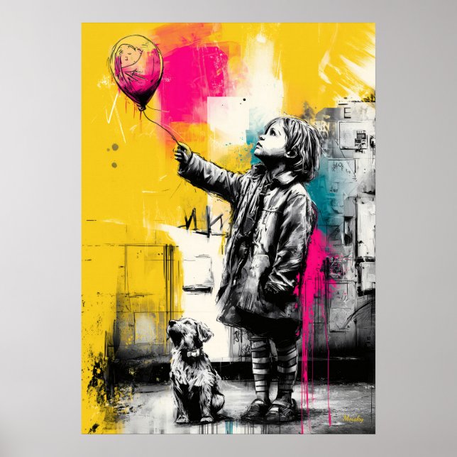 Poster Œuvre d'art moderne émotionnelle pour enfants avec (Devant)