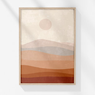 Poster Œuvre d'art murale abstraite paysage neutre en ter