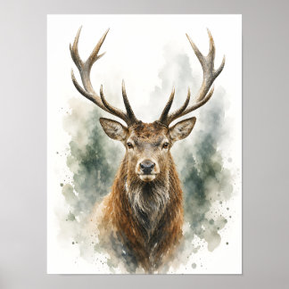 Poster Œuvre d'art murale cerf — Portrait majestueux à l'
