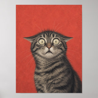 Poster Œuvre d'art murale Chat tigré — Peintre drôle surp