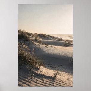 Poster Œuvre d'art murale côtière aux dunes de lin chaude