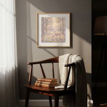 Œuvre d'art murale de biche et faon