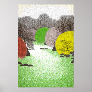 Poster Œuvre d'art murale de forêt pointillée Rivière d'a