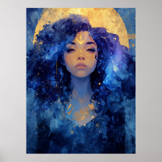 Poster Œuvre d'art murale de la déesse lunaire céleste