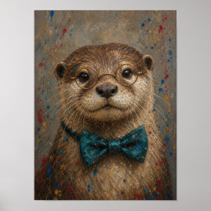 Poster Œuvre d'art murale de loutre de rivière — Portrait