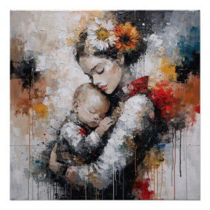 Poster Œuvre d'art murale de maternité émotionnelle avec