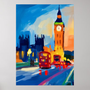 Poster Œuvre d'art murale du ciel de Londres Fauviste col