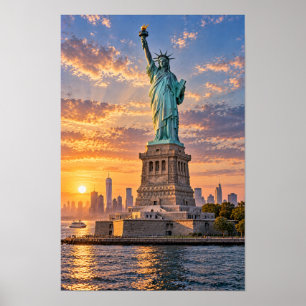 Poster Œuvre d'art murale du coucher de soleil à New York