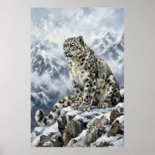 Poster Œuvre d'art murale du totem du léopard des neiges 