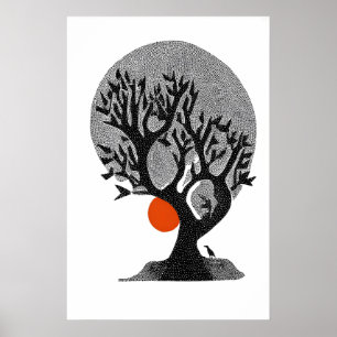Poster Œuvre d'art murale Feuilles Murmurantes Silhouette