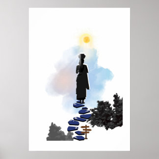 Poster Œuvre d'art murale - Fille solitaire sur la collin