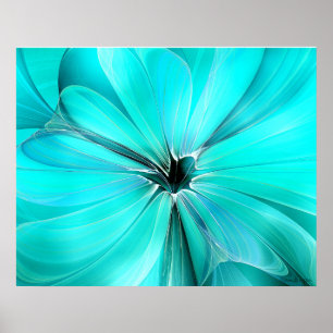 Poster Œuvre d'art murale florale bleu cristal