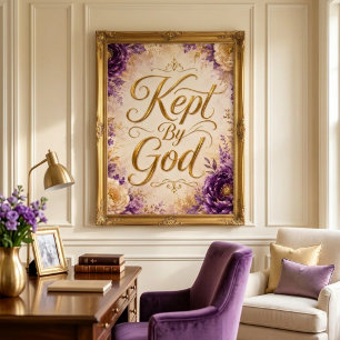 Poster Œuvre d'art murale florale violette et blanche Gar