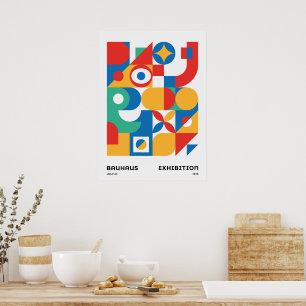 Poster Œuvre d'art murale géométrique Bauhaus Couleurs vi