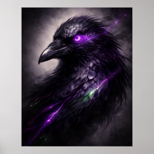 Poster Œuvre d'art murale gothique raven pourpre