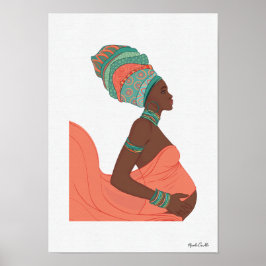 Poster Œuvre d'art murale illustrée de femme noire encein