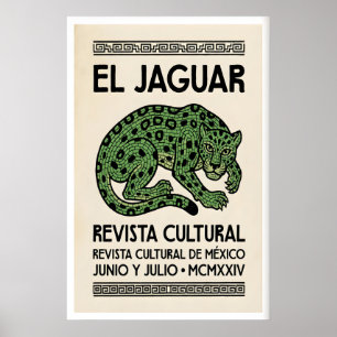 Poster Œuvre d'art murale Jaguar Spirit, ligne mosaïque,