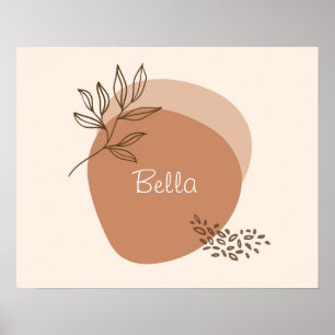 Poster Œuvre d'art murale minimaliste rose personnalisée