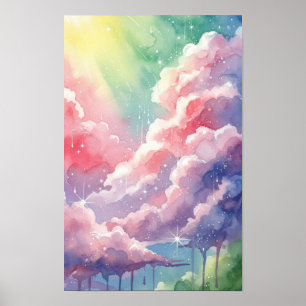 Poster Œuvre d'art murale. Nuages lumineux