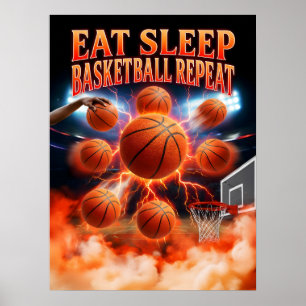 Poster Œuvre d'art murale pour fan de basket-ball
