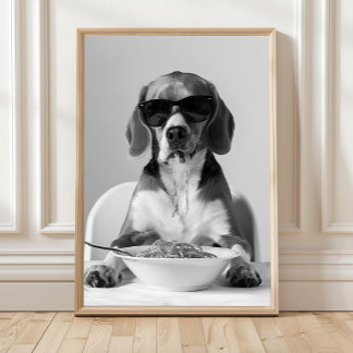 Poster Oeuvre d'art murale représentant un Beagle mangean