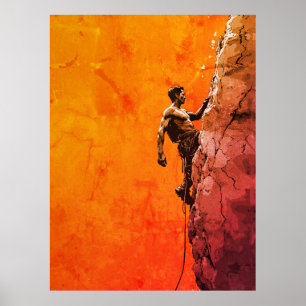 Poster Œuvre d'art murale représentant un grimpeur audaci
