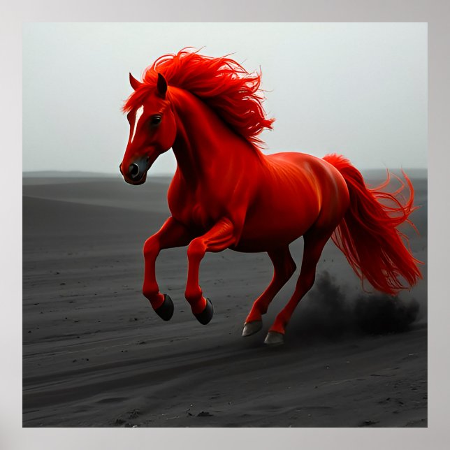 Poster Œuvre d'art murale représentant un puissant cheval (Devant)