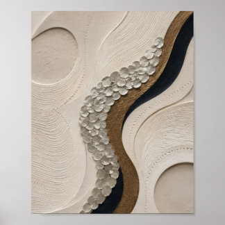 Poster Œuvre d'art murale texturée organique en vague