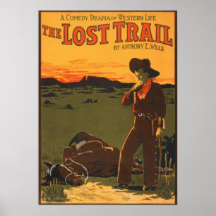 Poster Œuvre d'art murale western de cow-boy et de cheval