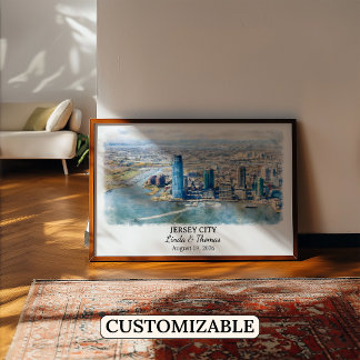 Poster Œuvre d'art personnalisée pour Jersey City, affich