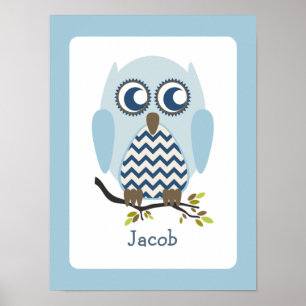 Poster Œuvre d'art personnalisée pour la nurserie Blue + 