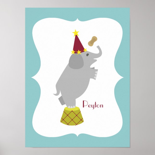 Poster Œuvre d'art personnalisée pour la nurserie Éléphan (Devant)