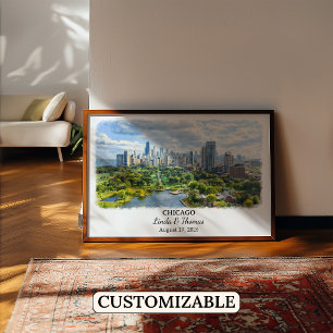 Poster Œuvre d'art personnalisée sur mur de Chicago, Affi