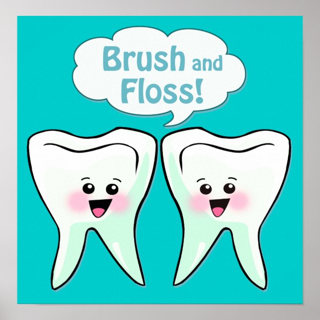 Poster Oeuvre d'art pour dentistes de brosse et de fleur (Devant)