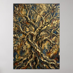 Poster Œuvre d'art texturée de l'Arbre de Vie
