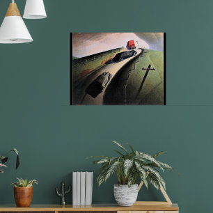 Poster OEuvre de Grant Wood, Death on the Ridge Road,
