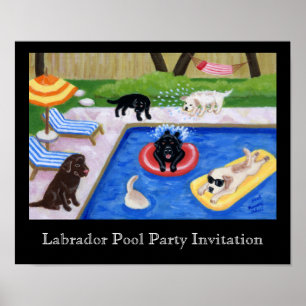 Poster Oeuvre de Pool Party Labradors