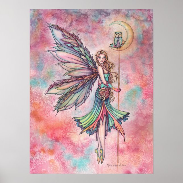 Poster Oeuvre d'Imaginaire Fairy and Owl par Molly Harris (Devant)