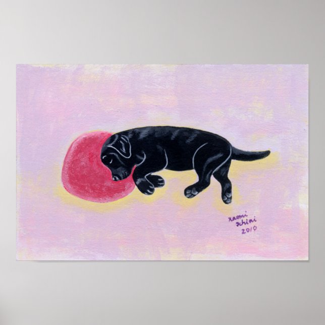 Poster Oeuvre dormante du Labrador noir (Devant)
