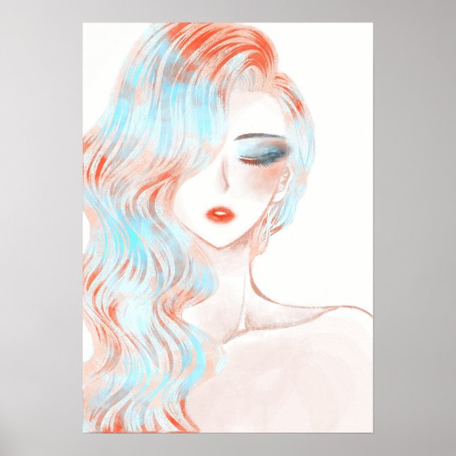 Poster OEuvre d'une fille couleur néon (Devant)