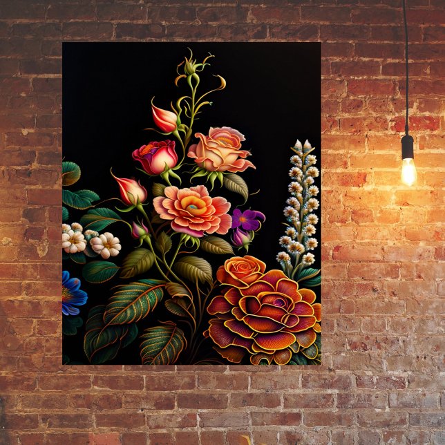 Poster Oeuvre florale de bouquet rose (Créateur téléchargé)