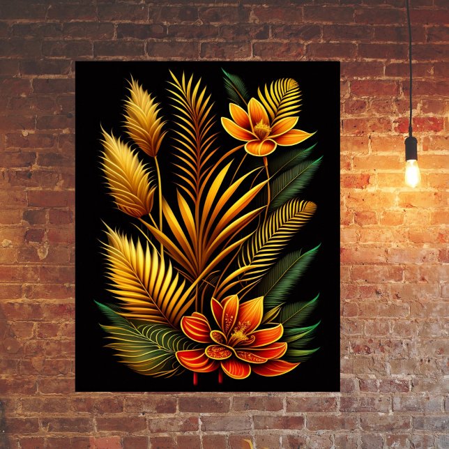 Poster Oeuvre Florale Orange Tropical (Créateur téléchargé)