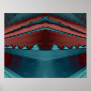 Poster OEuvre futuriste cool et tendance en rouge et bleu