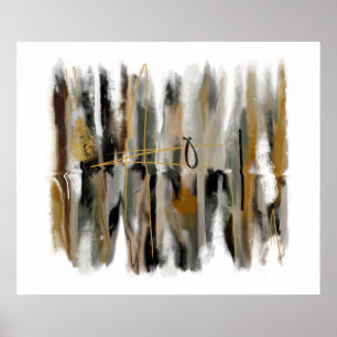 Poster OEuvre murale Abstraite d'origine Gris Noir Blanc 