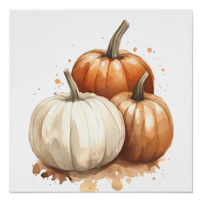 Poster OEuvre murale d'automne, Décor Citrouille d'automn (Devant)