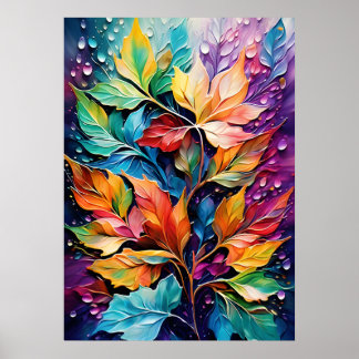 Poster OEuvre murale de la nature, Feuilles de couleurs v